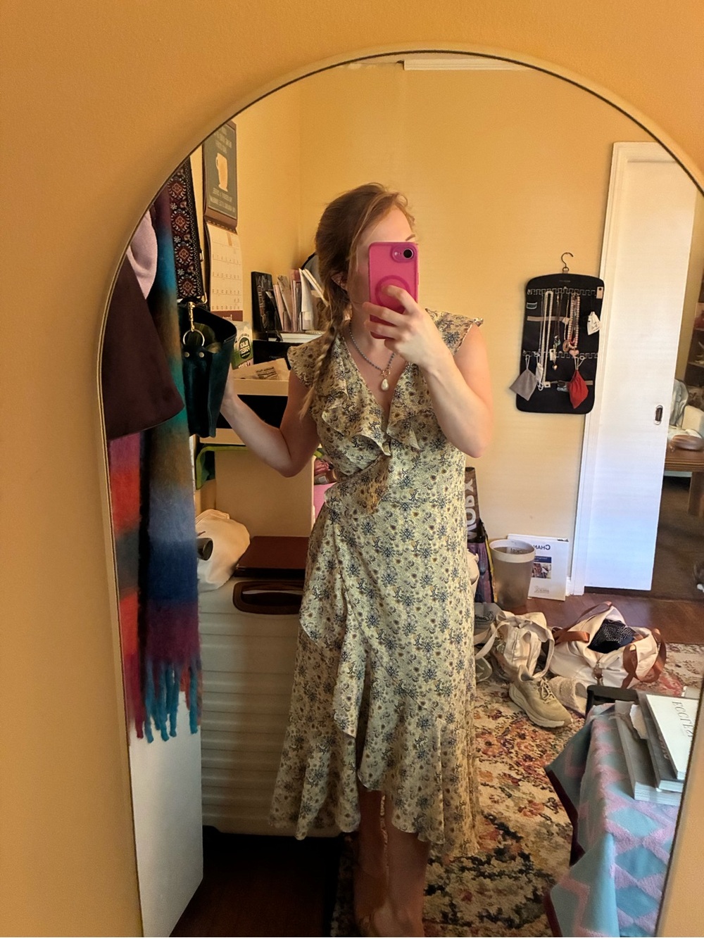 Max Studio Yellow Floral Wrap Maxi Dress